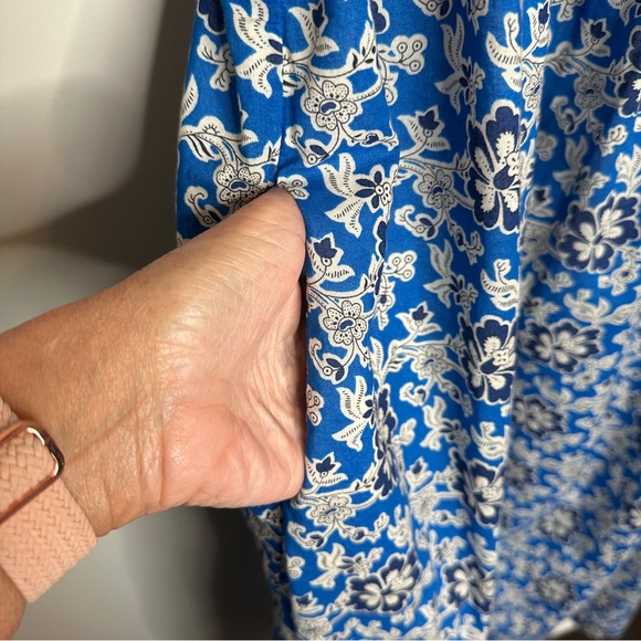 J Crew Cotton voile ruffle-trim shift dress in cobalt floral Size Medium SU24 - Picture 10 of 13